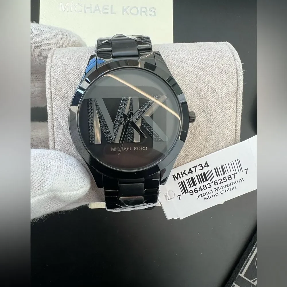 NIB Black Michael Kors Slim Runway Watch